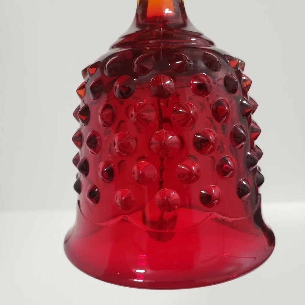 Vintage Fenton Ruby Red Amberina Hobnail Bell Glass Bell - Picture 5 of 8